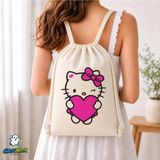 Ghostbastır Design Hello Kitty Büzgülü Keten Çanta C115 - Bej