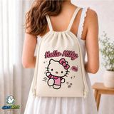 Ghostbastır Design Hello Kitty Büzgülü Keten Çanta C116 - Bej