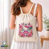 Ghostbastır Design Hello Kitty Büzgülü Keten Çanta C117 - Bej