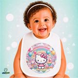 Ghostbastır Design Hello Kitty Keten Bebek Mama Önlüğü – Yumuşak, Emici, Yıkanabilir, Özel Tasarım P055 - Çok Renkli - 0+ Ay