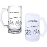 Ghostbastır Design Hunili Deli Kulplu Bira Bardağı Buzlu Veya Şeffaf Seçenekli 0103 - 1 Adet - 500 ml