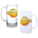 Ghostbastır Design Içen Emoji Kulplu Bira Bardağı Buzlu Veya Şeffaf Seçenekli 0104 - 500 ml