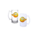 Ghostbastır Design İçen Emoji Kulplu Bira Bardağı Buzlu Veya Şeffaf Seçenekli 0104