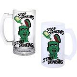 Ghostbastır Design Içmeye Başla Kulplu Bira Bardağı Buzlu Veya Şeffaf Seçenekli 0106 - 1 Adet - 500 ml