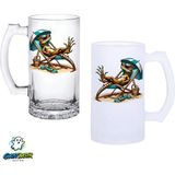 Ghostbastır Design Iguana Kulplu Bira Bardağı Buzlu Veya Şeffaf Seçenekli 0299 - 1 Adet - 500 ml