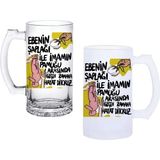 Ghostbastır Design Imamın Pamuğu Kulplu Bira Bardağı Buzlu Veya Şeffaf Seçenekli 0107 - 500 ml