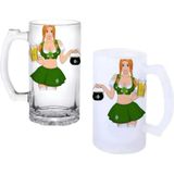Ghostbastır Design Irish Pub Girl Kulplu Bira Bardağı Buzlu Veya Şeffaf Seçenekli 0110 - 1 Adet - 500 ml