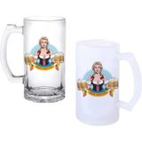 Ghostbastır Design Irlandalı Garson Kız Kulplu Bira Bardağı Buzlu Veya Şeffaf Seçenekli 0111 - 500 ml