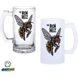 Ghostbastır Design Iron Beez Kulplu Bira Bardağı Buzlu Veya Şeffaf Seçenekli 0298 - 1 Adet - 500 ml