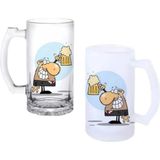 Ghostbastır Design Iş Adamı Kulplu Bira Bardağı Buzlu Veya Şeffaf Seçenekli 0120 - 1 Adet - 500 ml
