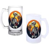 Ghostbastır Design Iskelet Içici Kulplu Bira Bardağı Buzlu Veya Şeffaf Seçenekli 0113 - 500 ml