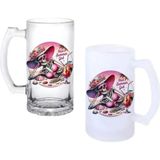 Ghostbastır Design Iskelet Kadın Kulplu Bira Bardağı Buzlu Veya Şeffaf Seçenekli 0114 - 1 Adet - 500 ml