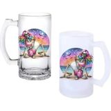Ghostbastır Design Iskelet Kadın Kulplu Bira Bardağı Buzlu Veya Şeffaf Seçenekli 0115 - 1 Adet - 500 ml