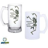 Ghostbastır Design Iskelet Kulplu Bira Bardağı Buzlu Veya Şeffaf Seçenekli 0301 - 1 Adet - 500 ml
