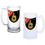 Ghostbastır Design Istanbulspor Kulplu Bira Bardağı Buzlu Veya Şeffaf Seçenekli 0119 - 500 ml