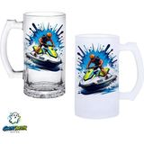 Ghostbastır Design Jetski Kulplu Bira Bardağı Buzlu Veya Şeffaf Seçenekli 0303 - 500 ml