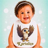 Ghostbastır Design Kartaliçe Keten Bebek Mama Önlüğü – Yumuşak, Emici, Yıkanabilir, Özel Tasarım P061 - Çok Renkli - 0+ Ay