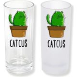 Ghostbastır Design Kedi Kaktüs Buzlu / Buzsuz Seçenekli Rakı Bardağı – 1 Adet Şık Sunum Bardağı 0154 - Şeffaf - 200 ml