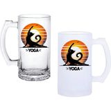 Ghostbastır Design Kedi Yoga Kulplu Bira Bardağı Buzlu Veya Şeffaf Seçenekli 0137 - 1 Adet - 500 ml