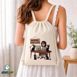 Ghostbastır Design Kedili Büzgülü Keten Çanta C145 - Bej