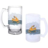 Ghostbastır Design Kedili Kulplu Bira Bardağı Buzlu Veya Şeffaf Seçenekli 0136 - 1 Adet - 500 ml