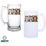 Ghostbastır Design Kedili Kulplu Bira Bardağı Buzlu Veya Şeffaf Seçenekli 0308 - 500 ml