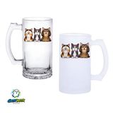 Ghostbastır Design Kedili Kulplu Bira Bardağı Buzlu veya Şeffaf Seçenekli 0308