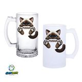 Ghostbastır Design Kedili Kulplu Bira Bardağı Buzlu veya Şeffaf Seçenekli 0309