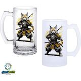 Ghostbastır Design Kedili Kulplu Bira Bardağı Buzlu Veya Şeffaf Seçenekli 0310 - 500 ml