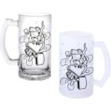 Ghostbastır Design Keş Kurbağa Kulplu Bira Bardağı Buzlu Veya Şeffaf Seçenekli 0138 - 500 ml