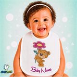 Ghostbastır Design Kişiye Özel Ayıcıklı Keten Bebek Mama Önlüğü – Yumuşak, Emici, Yıkanabilir, Özel Tasarım P070 - Çok Renkli - 0+ Ay