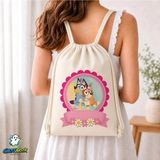 Ghostbastır Design Kişiye Özel Bluey Büzgülü Keten Çanta C152 - Bej