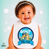 Ghostbastır Design Kişiye Özel Bluey Keten Bebek Mama Önlüğü – Yumuşak, Emici, Yıkanabilir, Özel Tasarım P077 - Çok Renkli - 0+ Ay