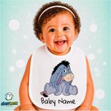 Ghostbastır Design Kişiye Özel Eeyore Keten Bebek Mama Önlüğü – Yumuşak, Emici, Yıkanabilir, Özel Tasarım P082 - Çok Renkli - 0+ Ay
