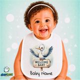 Ghostbastır Design Kişiye Özel Hoşgeldin Keten Bebek Mama Önlüğü – Yumuşak, Emici, Yıkanabilir, Özel Tasarım P084 - Çok Renkli - 0+ Ay