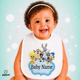 Ghostbastır Design Kişiye Özel Looney Tunes Keten Bebek Mama Önlüğü – Yumuşak, Emici, Yıkanabilir, Özel Tasarım P088 - Çok Renkli - 0+ Ay