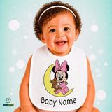 Ghostbastır Design Kişiye Özel Minnie Mouse Keten Bebek Mama Önlüğü – Yumuşak, Emici, Yıkanabilir, Özel Tasarım P092 - Çok Renkli - 0+ Ay