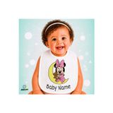 Ghostbastır Design Kişiye Özel Minnie Mouse Keten Bebek Mama Önlüğü – Yumuşak, Emici, Yıkanabilir, Özel Tasarım P092