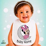 Ghostbastır Design Kişiye Özel Minnie Mouse Keten Bebek Mama Önlüğü – Yumuşak, Emici, Yıkanabilir, Özel Tasarım P095 - Çok Renkli - 0+ Ay