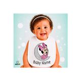 Ghostbastır Design Kişiye Özel Minnie Mouse Keten Bebek Mama Önlüğü – Yumuşak, Emici, Yıkanabilir, Özel Tasarım P095