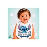Ghostbastır Design Kişiye Özel Stitch Keten Bebek Mama Önlüğü – Yumuşak, Emici, Yıkanabilir, Özel Tasarım P106