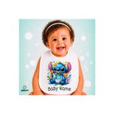 Ghostbastır Design Kişiye Özel Stitch Keten Bebek Mama Önlüğü – Yumuşak, Emici, Yıkanabilir, Özel Tasarım P108
