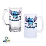 Ghostbastır Design Kişiye Özel Stitch Kulplu Bira Bardağı Buzlu veya Şeffaf Seçenekli 0318
