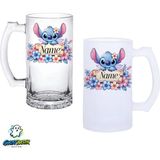 Ghostbastır Design Kişiye Özel Stitch Kulplu Bira Bardağı Buzlu Veya Şeffaf Seçenekli 0320 - 1 Adet - 500 ml
