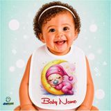 Ghostbastır Design Kişiye Özel Uyuyan Bebek Keten Bebek Mama Önlüğü – Yumuşak, Emici, Yıkanabilir, Özel Tasarım P113 - Çok Renkli - 0+ Ay