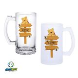 Ghostbastır Design Kişiye Özel Winnie The Pooh Kulplu Bira Bardağı Buzlu veya Şeffaf Seçenekli 0321