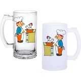 Ghostbastır Design Komik Hayvan Figürlü Kulplu Bira Bardağı Buzlu Veya Şeffaf Seçenekli 0143 - 1 Adet - 500 ml