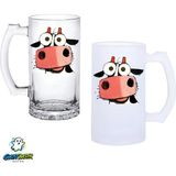 Ghostbastır Design Komik Hayvan Figürlü Kulplu Bira Bardağı Buzlu Veya Şeffaf Seçenekli 0312 - 1 Adet - 500 ml
