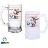 Ghostbastır Design Komik Hayvan Figürlü Kulplu Bira Bardağı Buzlu Veya Şeffaf Seçenekli 0313 - 1 Adet - 500 ml