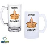 Ghostbastır Design Komik Kulplu Bira Bardağı Buzlu Veya Şeffaf Seçenekli 0311 - 500 ml